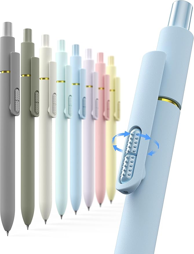 8 Pcs Gel Ink Pens, 0.7mm Fine Point for Smooth Writing Journaling Aesthetic Pens, Black Quick-Dry Long Lasting Fidge Pens, Cute School Office Supplies Gifts for Women (Morandi Black Ink)-DeskLoop Office