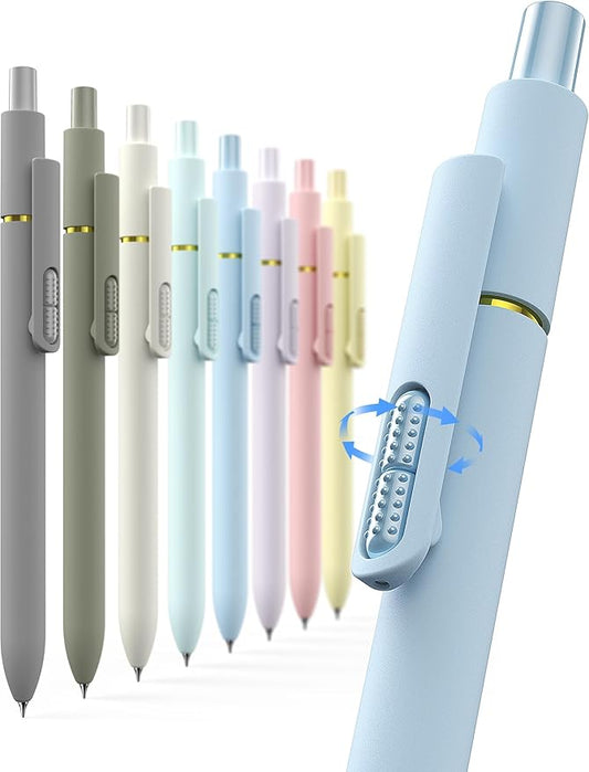 8 Pcs Gel Ink Pens, 0.7mm Fine Point for Smooth Writing Journaling Aesthetic Pens, Black Quick-Dry Long Lasting Fidge Pens, Cute School Office Supplies Gifts for Women (Morandi Black Ink)-DeskLoop Office