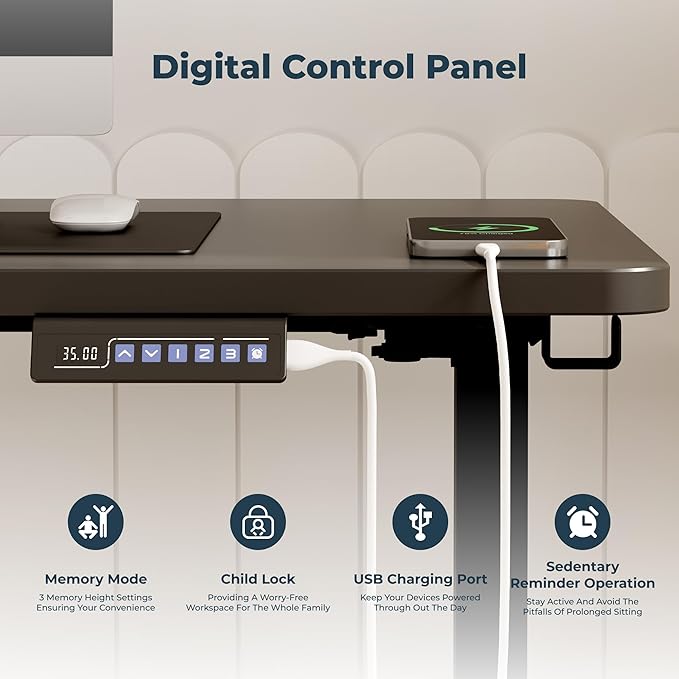 Adjustable Stand Up Desk, Large 71x31 Inches Height Adjustable Standing Desk with Cable Management, Home Office Computer Desk with Memory Preset & Charging USB Port & Sedentary Reminder-DeskLoop Office