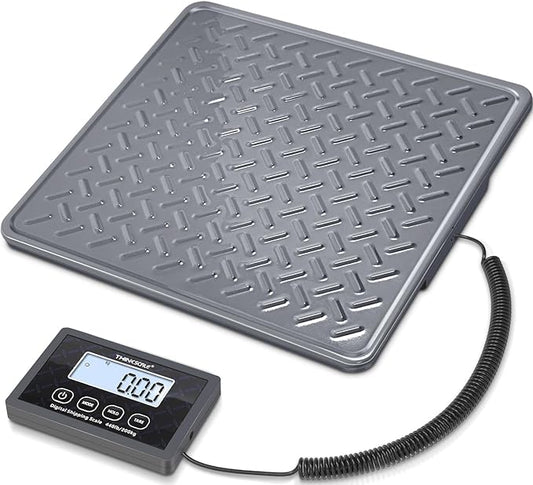 THINKSCALE Shipping Scale, 440lb/1oz Digital Heavy Duty Postal Scale, Strong Steel Platform, Postage Scale with Hold/Tare/LCD Display, Scale for Packages, Luggage Scale, Battery&AC Adapter Included-DeskLoop Office