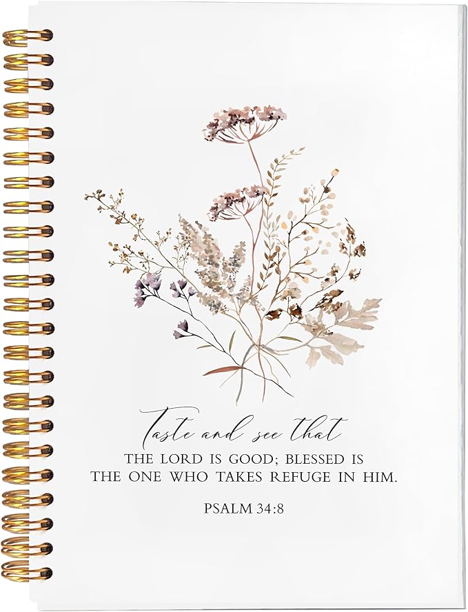 BearCake bible notebooks for note taking,Christian Notebook,Christian Gifts for Women,Taste and See That the Lord is Good Floral spiral bible with note taking space,spiral bible 5.5x8.3-DeskLoop Office