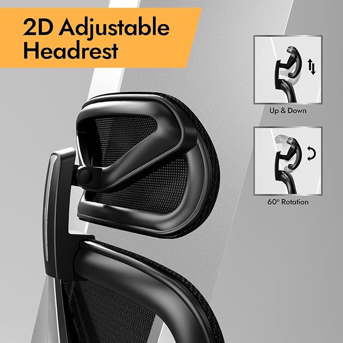 Ergonomic Mesh Office Chair - 3D Adjustable Lumbar Support & 3D Armrests, V-Shaped Back, Adjustable Desk Chair for Office & Home, Black-DeskLoop Office