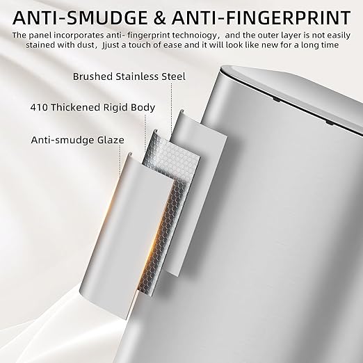 KUK 16 Gallon Kitchen Trash Can with Lid, Heavy Duty Hands-Free Stainless Steel Commercial Step Trash Bin with Removable Inner Bucket, Pedal Rubbish Bin for Home Office and Kitchen, 60L/16Gal-DeskLoop Office