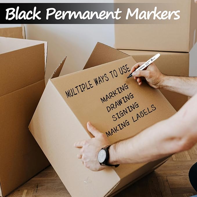 V-Opitos 30 Pack Black Permanent Markers, Bulk Fine Point Waterproof Markers Pens, Durable, Quick-Drying Marker, Ideal Stationery Supplies for Schools, Homes and Offices-DeskLoop Office