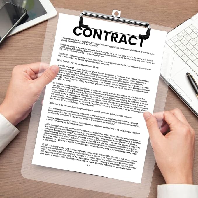 PERFORMORE Clear Acrylic Clipboards 6-Pack | 12โ x 9โ Letter-Size Writing Boards | Durable Transparent Plastic with Silver Low-Profile Clips | Ideal for Office, School, Events, and Seminars-DeskLoop Office