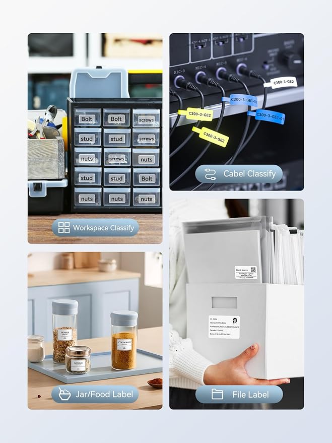 NIIMBOT B1 Label Maker, Portable Bluetooth Thermal Label Printer with Large Waterproof Tape and Multiple Templates for Kitchen, Home, School, Small Business,2 Inch (Silver, 1 Printer+1 Roll Label)-DeskLoop Office