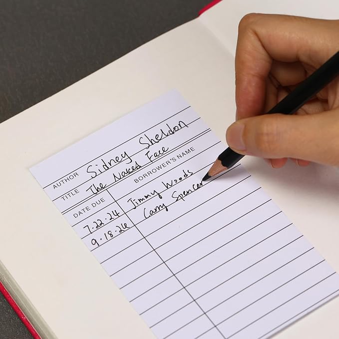 Library Cards, Checkout Catalog Book Card,Library Checkout Index Cards, Due Date NoteCards for Record Keeping (3x5 in,300 Count)