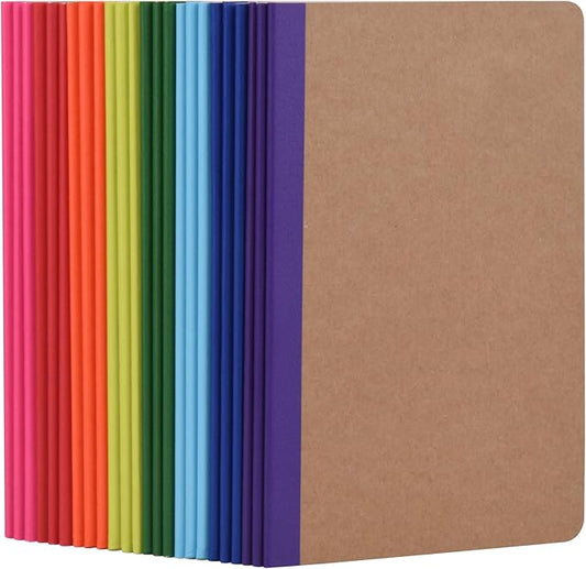 ZCZN Composition Notebooks Bulk, A5 Kraft Cover Lined Journals with Rainbow Spines for School, Business, Work and Daliy Use (24, 8 colors)-DeskLoop Office