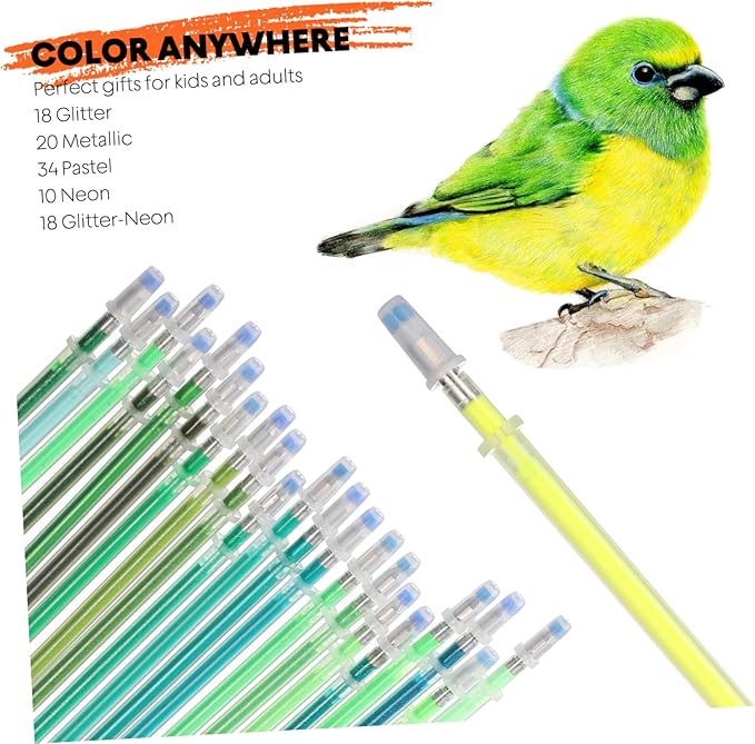 100pcs Premium Glitter Gel Pen Refills 0. 8mm Medium Point Glitter Markers Colorful Smooth Writing Neon Pen for Crafting, Doodling, Drawing, and Adult Coloring Book-DeskLoop Office