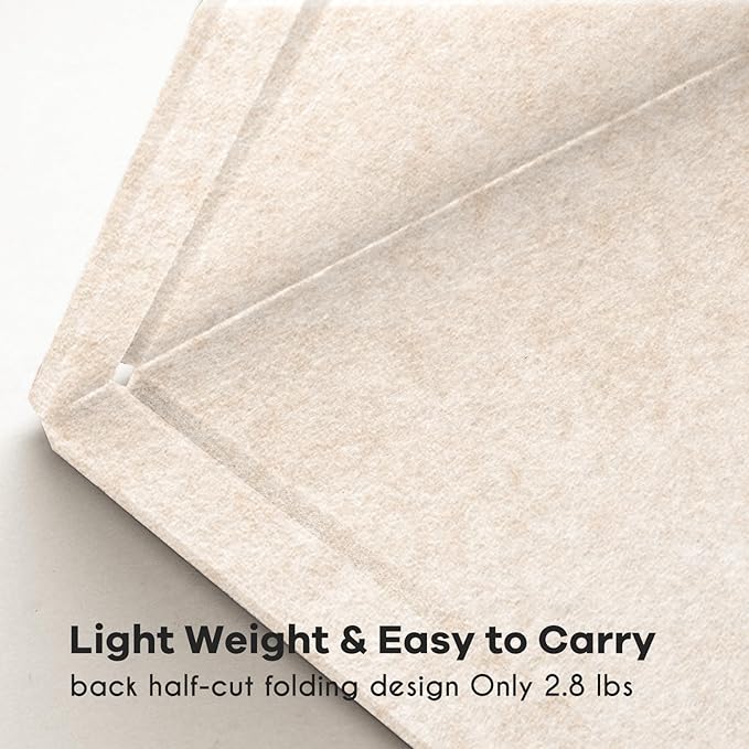 Large Bulletin Board - 48 x 36 Inches, Decorative Felt Pin Board for Wall - 4' x 3' Foldable Photo Display Board with Self-Adhesive Tape, Includes 20 Push Pins - Oatmeal-DeskLoop Office