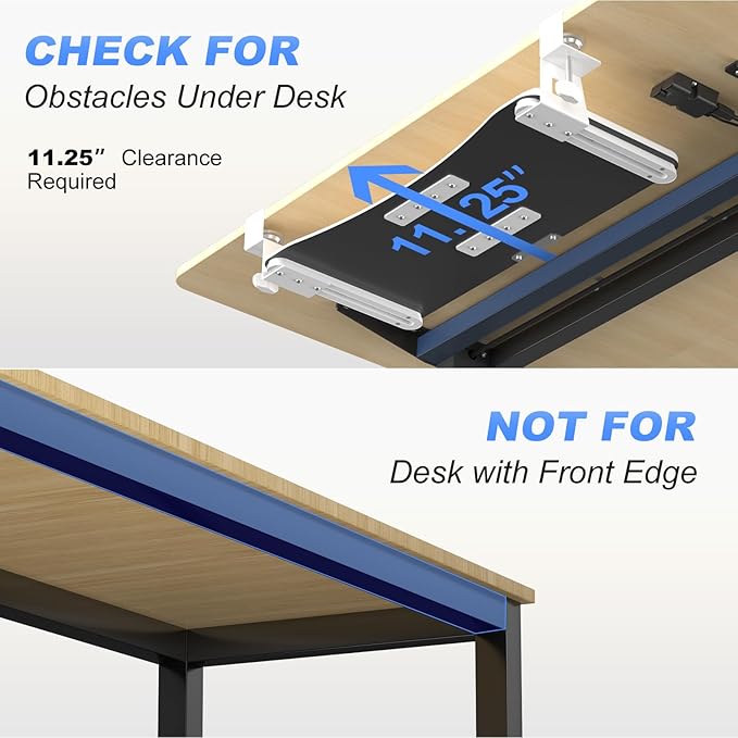 suptek Small Keyboard Tray Under Desk Pull Out with C Clamp Mount, Computer Keyboard & Mouse Tray, 20 (24.2 Including Clamps) x 11.8 inch Slide-Out Platform Computer Drawer for Typing, White, DSF1SW-DeskLoop Office