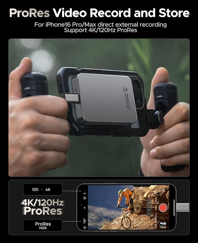 ORICO 4TB Magnetic Portable SSD, Metal Body, 4K 120 fps ProRes HDR Record and Store, Up to 460MB/s, USB C&A 2 in 1 Cable, External SSD Compatible with iPhone 16 Pro Max, Tablet, Computer - K5PLUS-DeskLoop Office