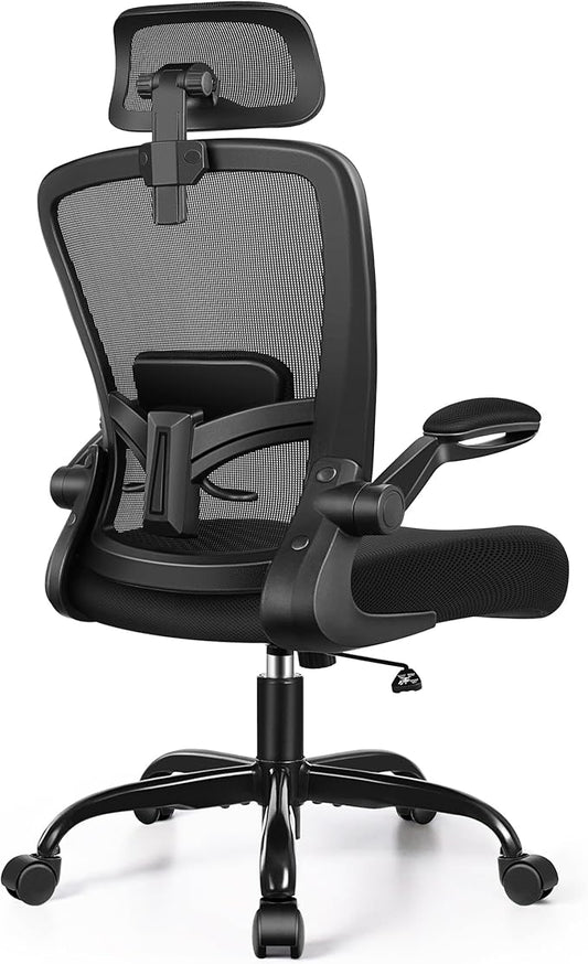 FelixKing Ergonomic Office Chair, Headrest Desk Chair with Adjustable Lumbar Support, Home Office Swivel Task Chair with High Back and Armrest, Adjustable Height Gaming Chair(Black)-DeskLoop Office