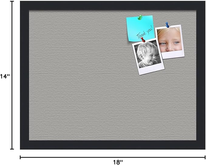 PinPix 18x14 Inch Cork Bulletin Board. This Decorative Framed Pin Board Comes with Dark Stone Design and a Satin Black Frame. Ideal for Home Office Decor or Message Board (PinPix-1808)-DeskLoop Office
