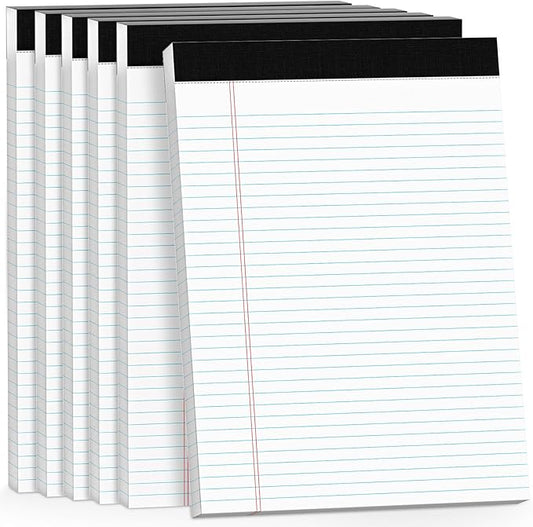 300 Sheets Legal Pads 8.5 x 11 College Ruled 6-Pack White Paper Note Pad Narrow Ruled 50 Sheets per Notepad Perforated Writing Pad Sturdy Back 8x11 Legal Pads Pads of Paper-DeskLoop Office