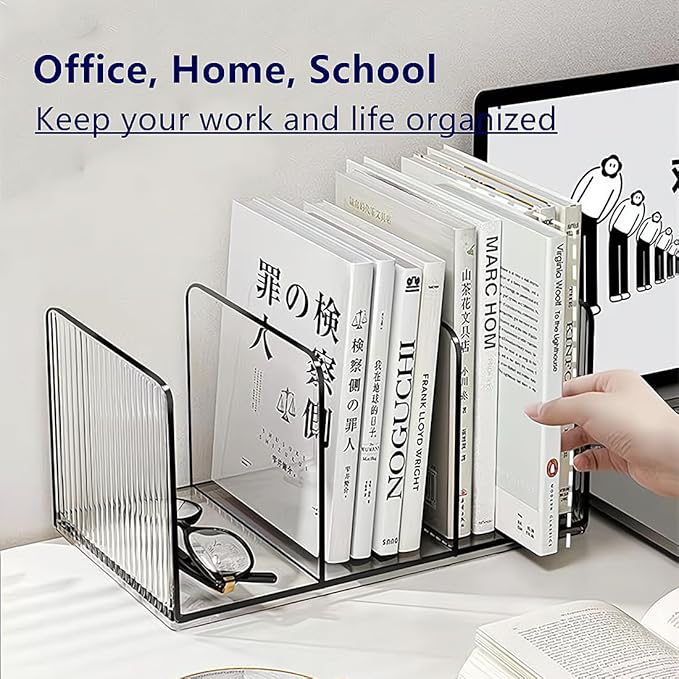 Acrylic Desk File Organizer,Office Desktop Binder File Folder Mail Organizer,Handbag Purse Book record Magazine Holder (2 Pack)-DeskLoop Office