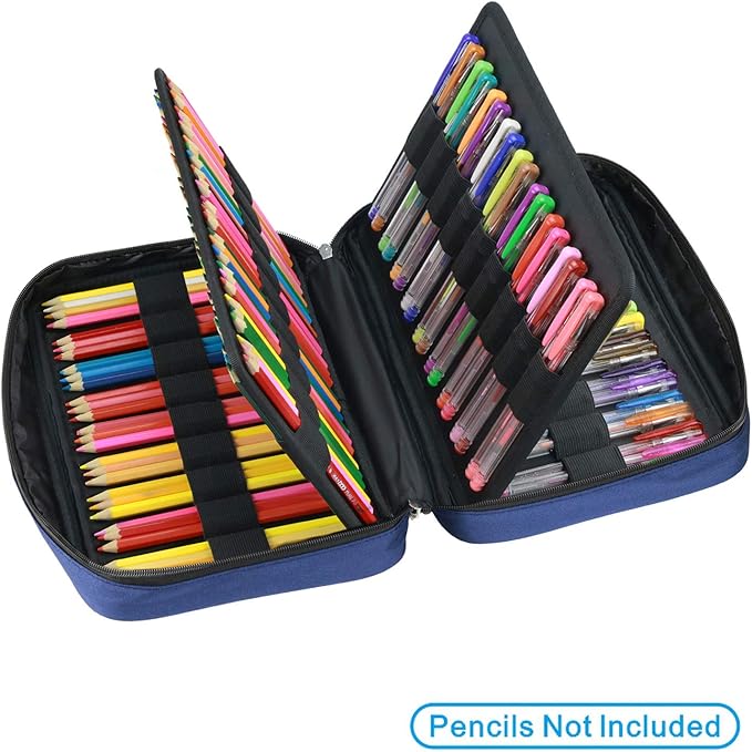 YOUSHARES 166 Slots Colored Pencil Case, 110 Slots Gel Pens fo Coloring Case Organizer, Handy Multilayer Color Pencil Holder for Glitter Gel Pens, Refills, Colored Pencils for Adults & Artist (Blue)-DeskLoop Office