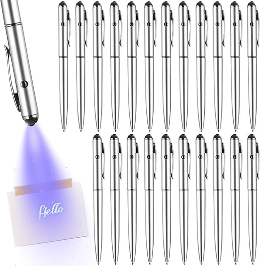 Invisible Ink Pen 30 Pcs Spy Pen with UV Light Magic Marker Pens for Secret Message and Birthday Party, Writing Secret Message for Halloween Christmas Party Bag Gift, with 30 Replaceable Pen Refills-DeskLoop Office
