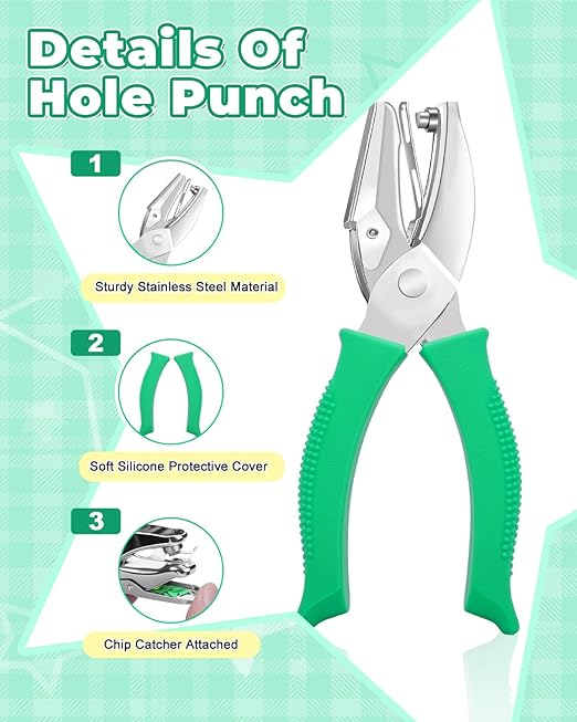 UCEC 1/6" Square Shape Hole Punch Metal Handheld Paper Punches for Crafting, Single Small Square Shape Hole Puncher School Supplies for Scrapbook DIY Craft Paper Tag in Home Office Classroom-DeskLoop Office