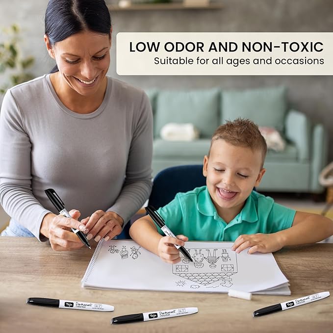 Permanent Markers Ultra Fine Tip, 96 Pack Black Quick-Drying and Fade-Resistant Permanent Markers Bulk Set for Writing and Drawing on Wood, Plastic, Metal, Glass, Ideal for Office School Supplies-DeskLoop Office