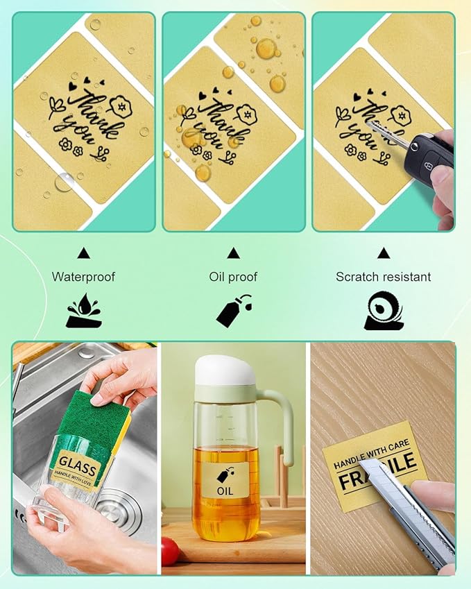 Square Thermal Label Compatible with M100/M110/M120/M260/M220/M150, 1.57'' x 1.18'' (40 x 30 mm), Sticker Thermal Labels for Logo/Thank You Label/Small Business/,230Pcs/Roll-DeskLoop Office