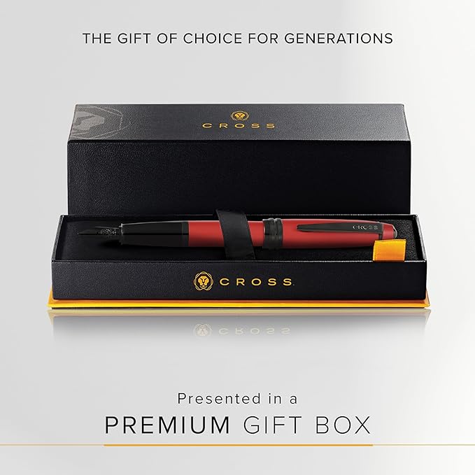 Cross Bailey Refillable Fountain Presented in a Premium Gift Box - Medium Point, Black Ink, Matte Red-DeskLoop Office
