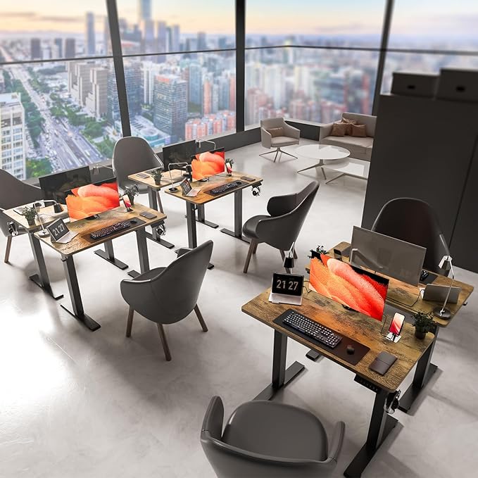 35 * 20 Electric Standing Desk, Adjustable Height Sit Stand Up Desk, Motorized Home Office Computer Gaming Workstation Desk-DeskLoop Office