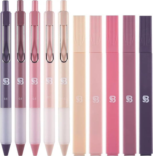 BLIEVE Aesthetic Highlighters and Gel Pens And Soft Tip, No Bleed Dry Fast Easy to Hold, for Bible Journaling Planner Notes School Office Supplies (Morandi)-DeskLoop Office
