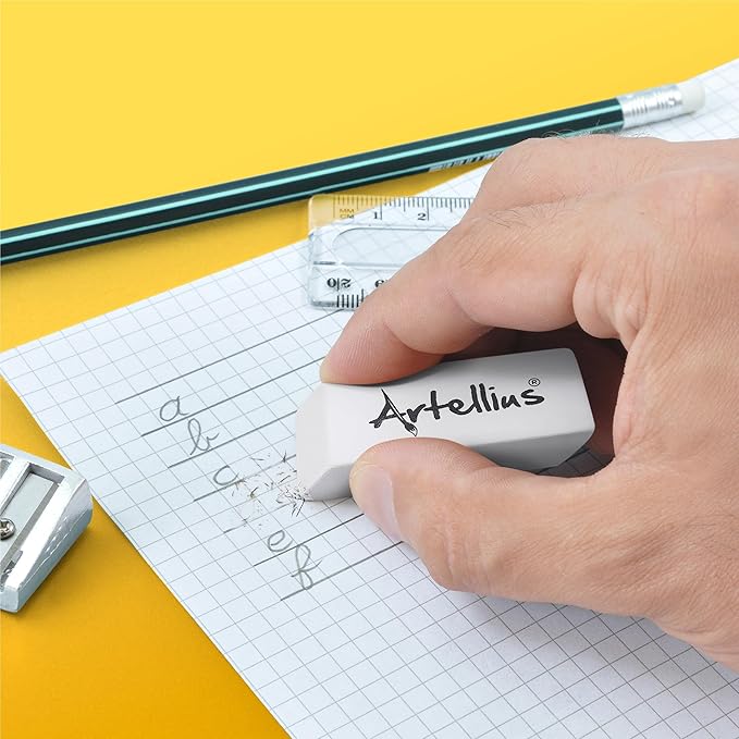 Artellius White Erasers - Large Size Latex & Smudge Free - Bulk School Supplies for Classrooms, Drawing, Teachers, Homeschool, Office, Art Class - Pack of 100 - Teacher Supplies-DeskLoop Office