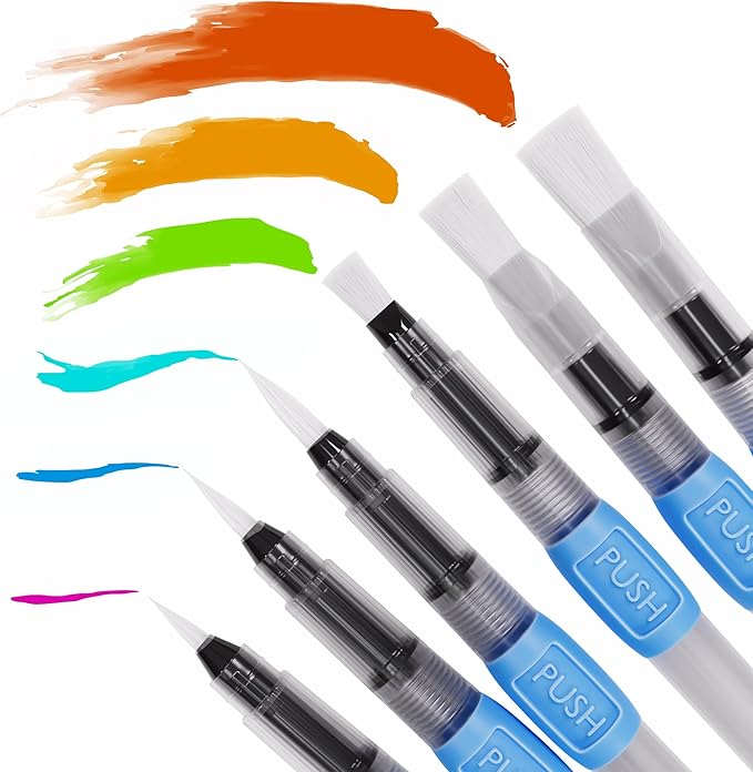 aquapens Water Brush Pens for Painting - 6 Pack - Water Drawing Brush Pens with 6 Different nibs - Portable Watercolor Brush Pens for Artists - Water Brush Pens for Kids and Adults-DeskLoop Office