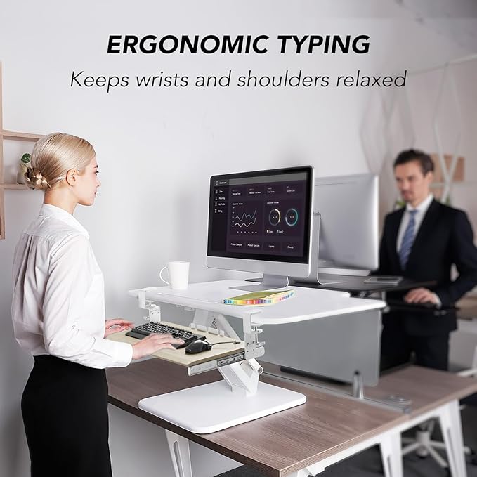 Keyboard Tray Under Desk Pull Out with Extra Sturdy C Clamp Mount System, 27.3 (32.5 inch Including Clamps) x 11 Inch Slide-Out Platform Computer Drawer for Typing Grain AX01WG01-DeskLoop Office