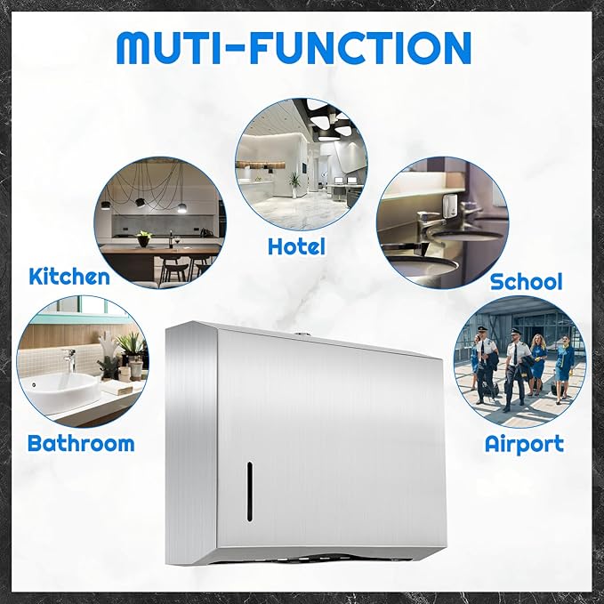 2 Pcs Commercial Soap Dispenser and Paper Towel Dispenser Set with Lock-Stainless Steel,Wall Mount,Large Capacity Manual Liquid Pump Rust Proof Leak Free for Home Bathroom (500 ml,Style 2)-DeskLoop Office