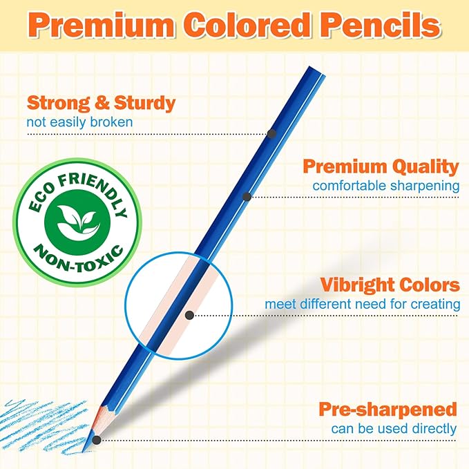 12 Pack Colored Pencils,144 Count Pre-Sharpened Colored Pencils Bulk,12 Color Pencil for Classroom Prizes Gifts,Back to School Supplies,Coloring Pencil Art Supplies for Kids-DeskLoop Office