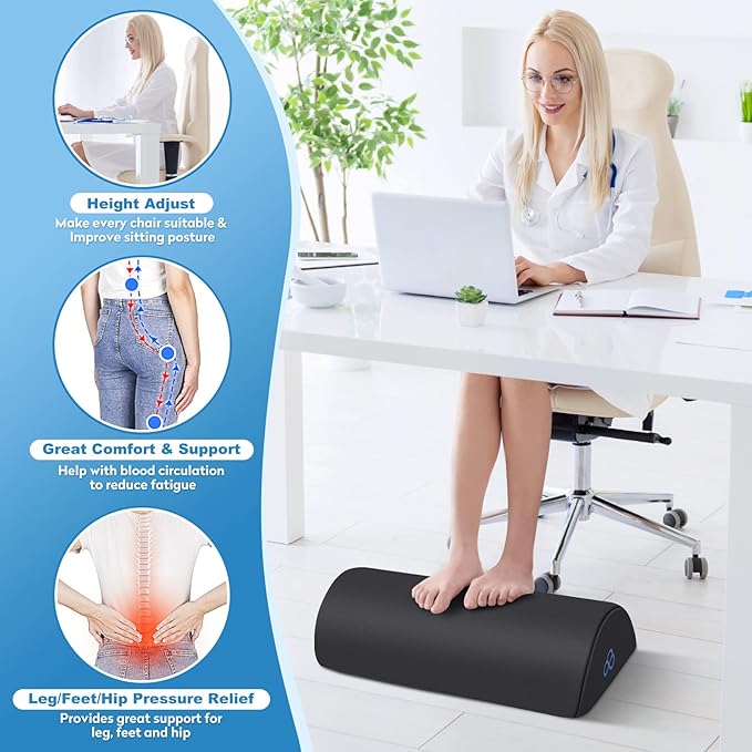 StepLively Foot Rest Ergonomic Pillow for Under Desk at Work, Anti-Fatigue Footrest Support Pillow for Fatigue & Pain Relief, Comfortable for Office Chair, Car Seat & Gaming Chair - Grey-DeskLoop Office