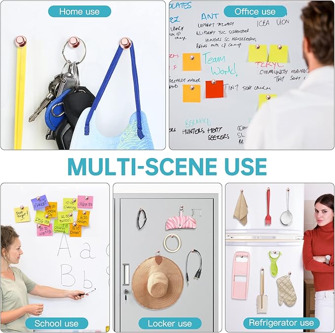 Pack of 8 Rose Gold Pink Push Pins Ideal Whiteboard Refrigerator Magnets - Adult Small Strong Magnets for Kitchen Classroom Office-DeskLoop Office