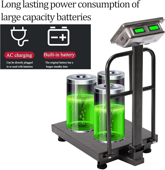 660lb Floor Industrial Platform Scale with Removable Guardrail Digital Scale with Accurate LB/KG High-Definition Displa Foldable for Weighing Luggage Package Shipping Double Sided Display-DeskLoop Office