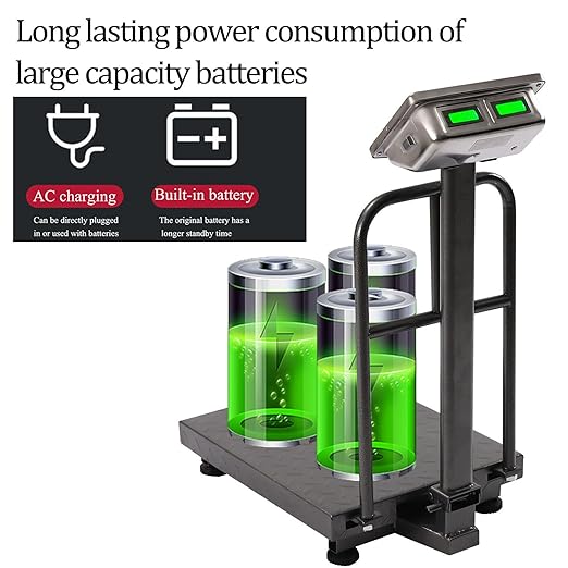 660LBS Industrial Platform Scale Weight Computing Digital Scale Floor Platform Scale with Removable Guardrail Perfect for Postal Luggage Shipping Mailing Weighing LB/KG-DeskLoop Office