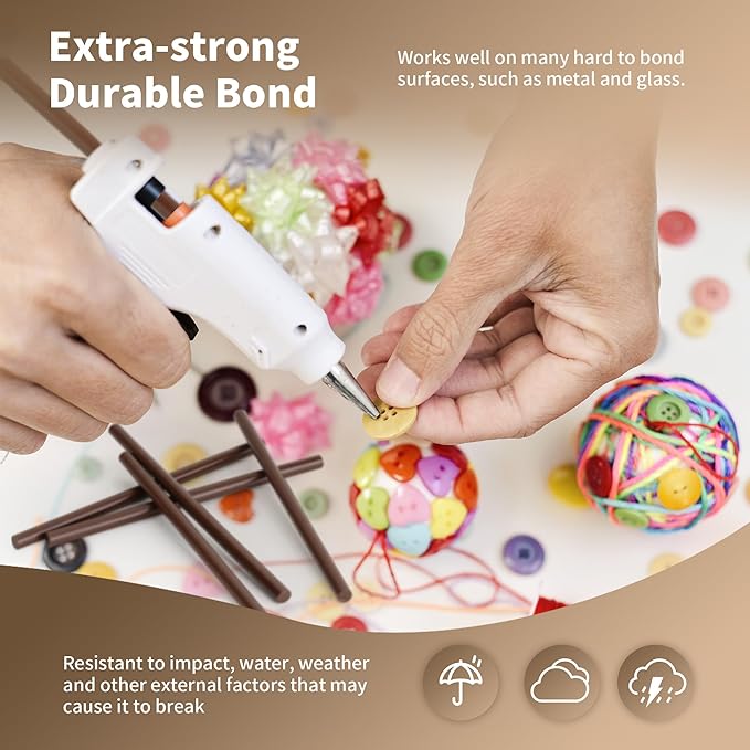 MATUFF Brown Hot Glue Sticks Mini 0.27" x 5.9 inches, Hot Melt Mini Colored Glue Sticks for All Temperature Mini Glue Guns, for DIY Craft Arts and Wedding Cards, Stamp Sealing, Bulk hot Glue 60 Pack-DeskLoop Office