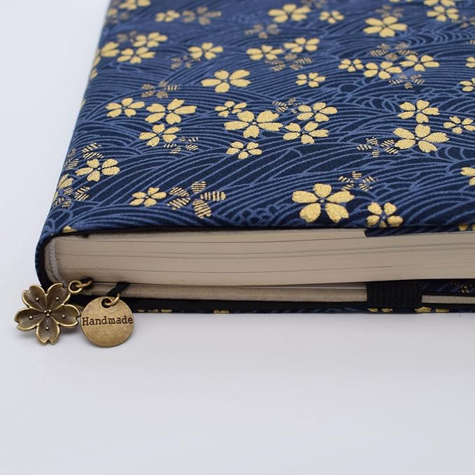 BLBMH 5.5x8.5 inch Book Covers for Paperbacks Adjustable Book Cover for Women Book Lovers Gifts Bible Novels Journal Soft Cloth Protector - Blue Sakura 8.5in-DeskLoop Office