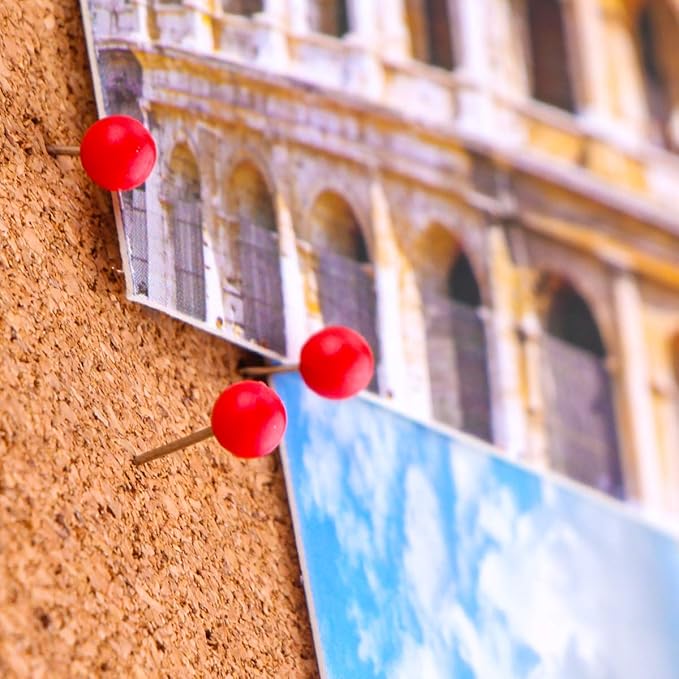 Yalis Push Pins Map Tacks 1/8-Inch Assorted Color Beads Head Map Marking Push Pins,500-count (Red)-DeskLoop Office