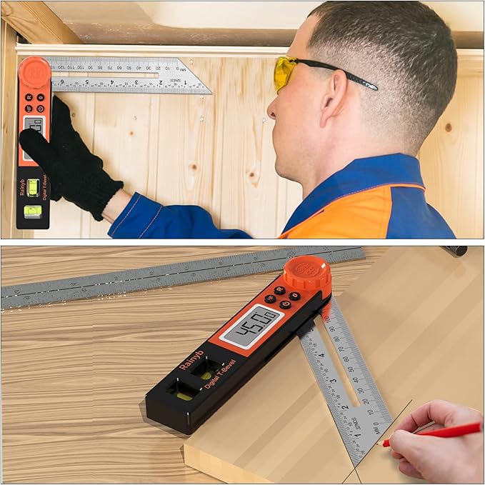 Digital Angle Finder Protractor 0-360 Degree T-Bevel Gauge & Protractor with Horizontal Vertical Bubble & Full LCD Display for Woodworking, Metalworking, Construction-DeskLoop Office