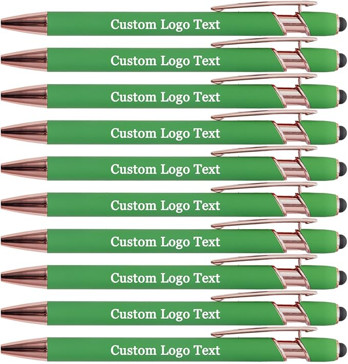 Custom Engraved Ballpoint Pens Bulk, Personalized with Name/Logo, Black or Blue Ink, Smooth Writing for Office, School, Business, Church, Reunion 100 Pcs Grass-DeskLoop Office