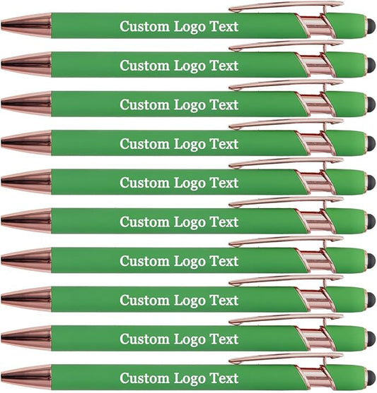 Custom Engraved Ballpoint Pens Bulk, Personalized with Name/Logo, Black or Blue Ink, Smooth Writing for Office, School, Business, Church, Reunion 100 Pcs Grass-DeskLoop Office