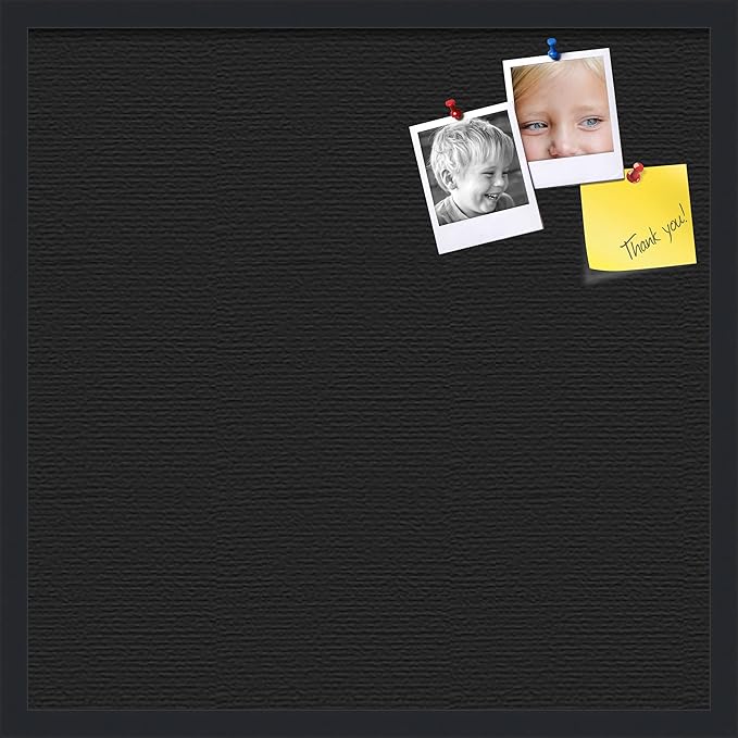 PinPix pin Cork Bulletin Board Made from Canvas, Classic Black Pattern 24 x 24 Inches (Completed Size) and Framed in Satin Black (PinPix-622)-DeskLoop Office