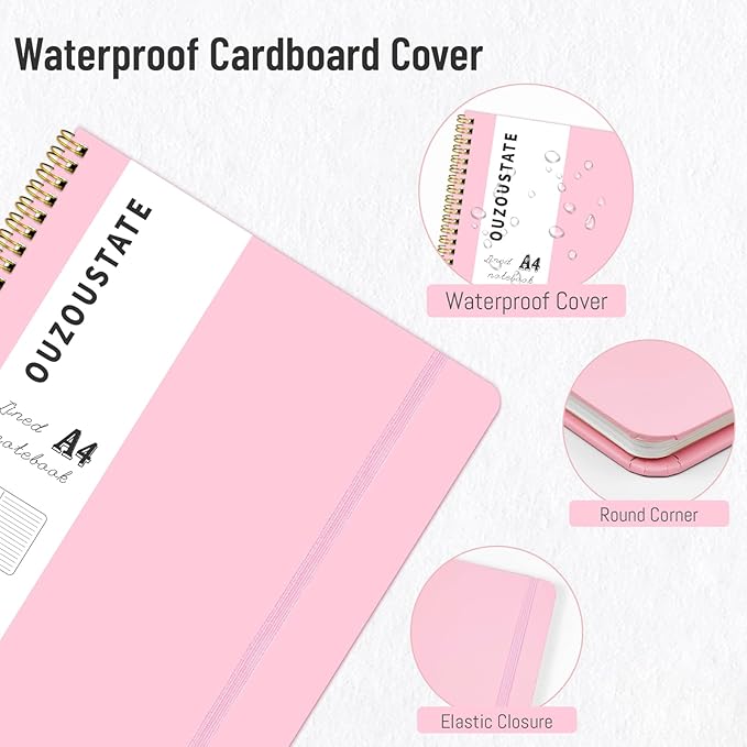 Spiral Graph Notebook 8.5” x 11”, A4 Black Grid Paper Notebook, 120 Pages 100GSM Thick Large Graphing Notebook,Hardcover Spiral Notebook Journals for Work School Engineering-DeskLoop Office