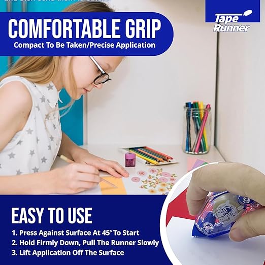 Tape Runner - Double Sided Adhesive with Dispenser Roller Included - Acid Free, Sticky, Clear & Transparent - Ideal for Scrapbooking, Crafts & More - Mini (197 inches per Cartridge), 20 Cartridges-DeskLoop Office