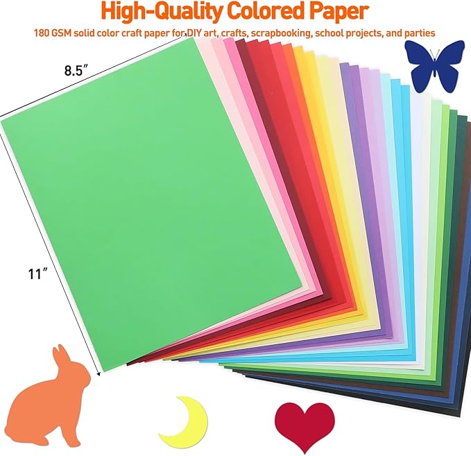 MAXECHO 8.5" X 11" Colored Cardstock Bulk 300 Sheets 30 Assorted Colors Construction Paper Card Stock Printer Paper for DIY Crafts, Kids School Supplies, Cricut, 180 GSM-DeskLoop Office
