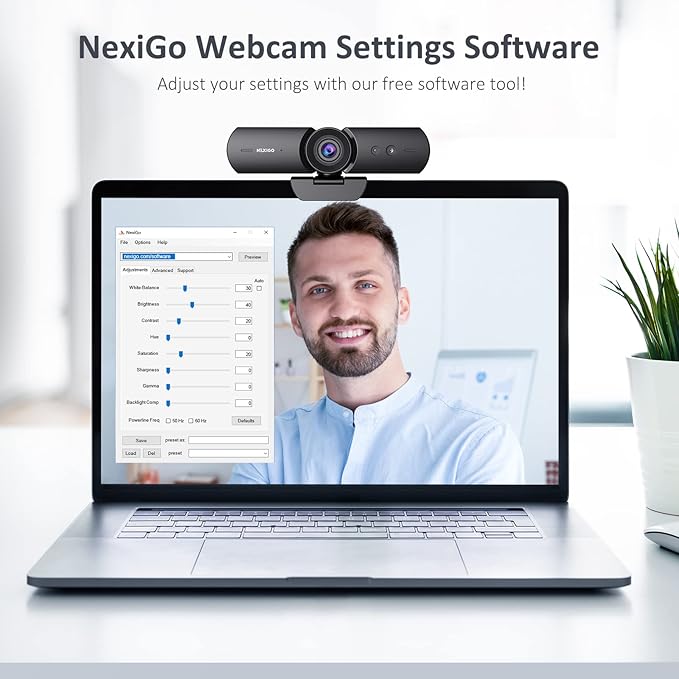 NexiGo HelloCam, 1080P Webcam with Windows Hello, True Privacy, Automatic Electronic Shutter, Computer Camera, Microphone, Facial Enhancement, HD USB Web Cam-DeskLoop Office