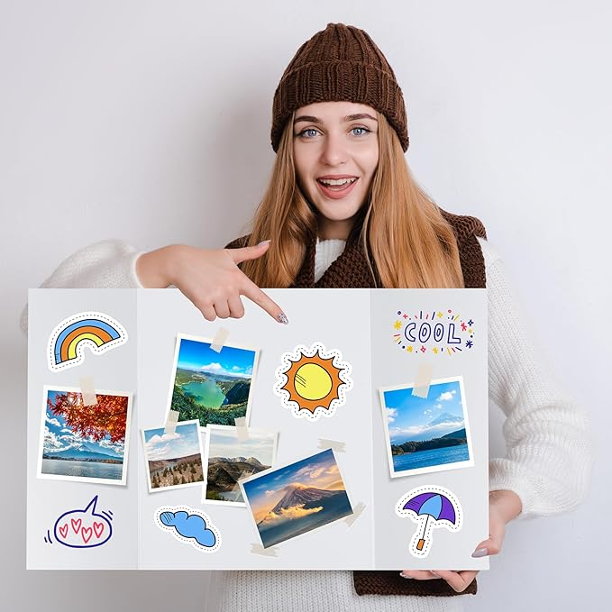 4 Pack Trifold Poster Board, 17x26 Inches White Presentation Board, Portable Display Board for Science Fair, School DIY Project and Business Exhibitions-DeskLoop Office