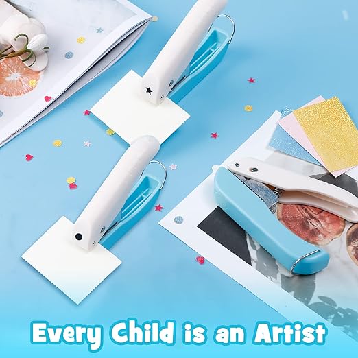 UCEC 3 Pack Paper Craft Hole Punch Shapes, 1/4 Inch Single Hole Puncher for Crafts, Small Handheld Circle Star Hole Punch Heart Hole Punches, 3 Heart Star Hole Puncher for Tags Clothing Ticket-DeskLoop Office